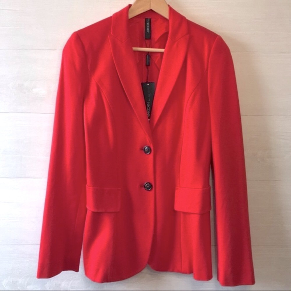 NWT Marc Cain | Knit Tailored Stretch Blazer In Red